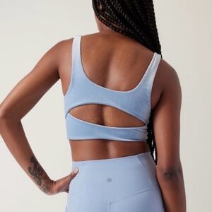 Athleta Velvet Cut-Out Sports Bra Blue Size Small